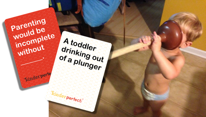 toddler drinking from a plunger