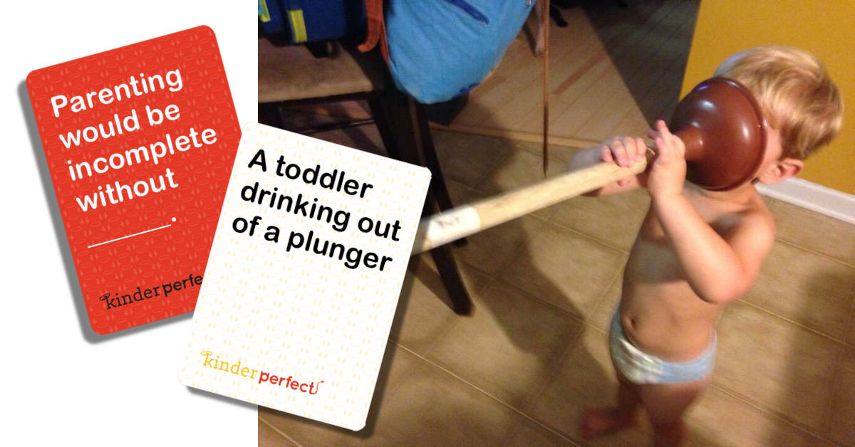 toddler drinking from a plunger